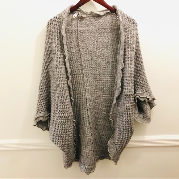 Anthropologie Moth Rocia Sweater Cardigan Small gray ruffles wool - Picture 4 of 13